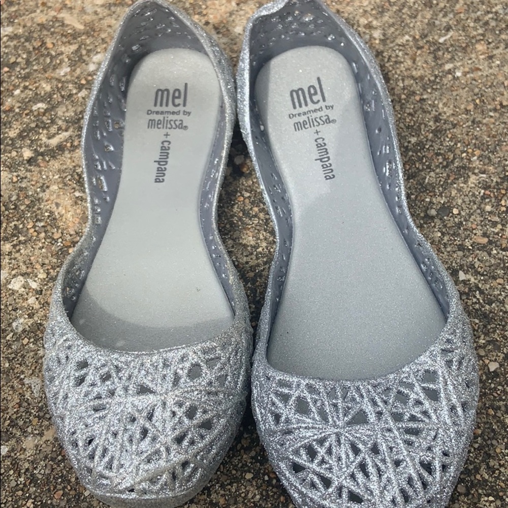 Dreamed by Melissa silver sparkly kids shoes
